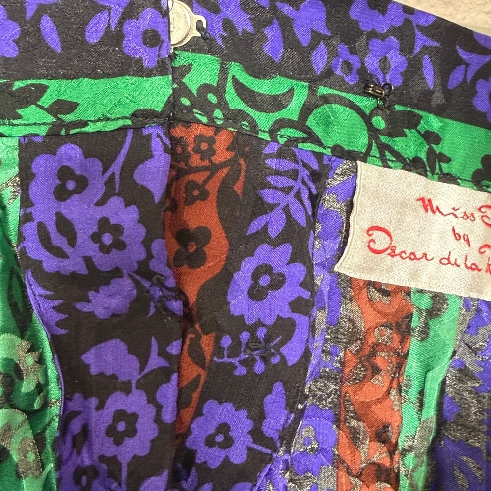 Oscar de la Renta Miss O Vintage Silk Maxi Skirt Size 12 Multicolor 70’s - Picture 3 of 4